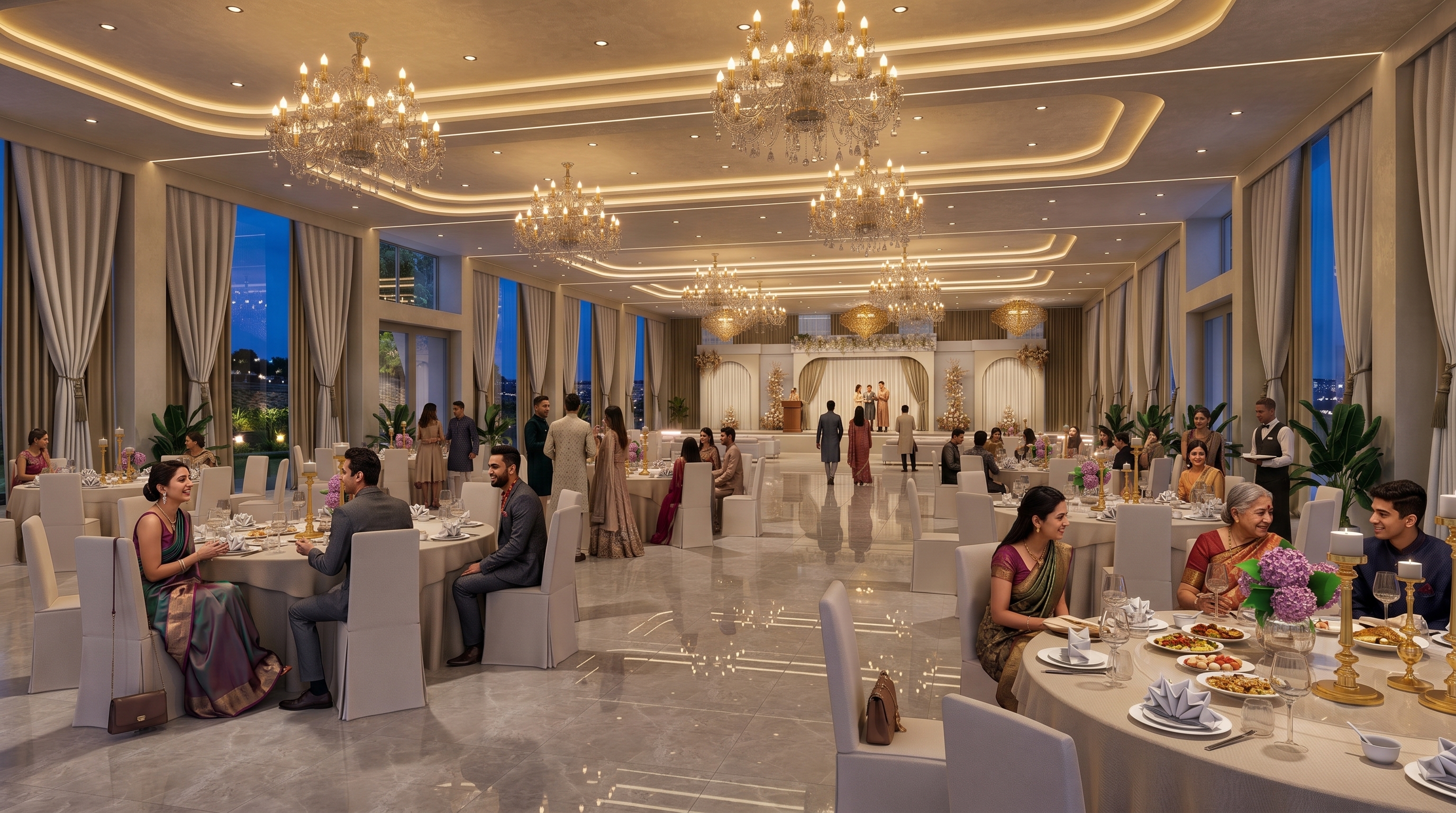 Banquet hall set for a celebration