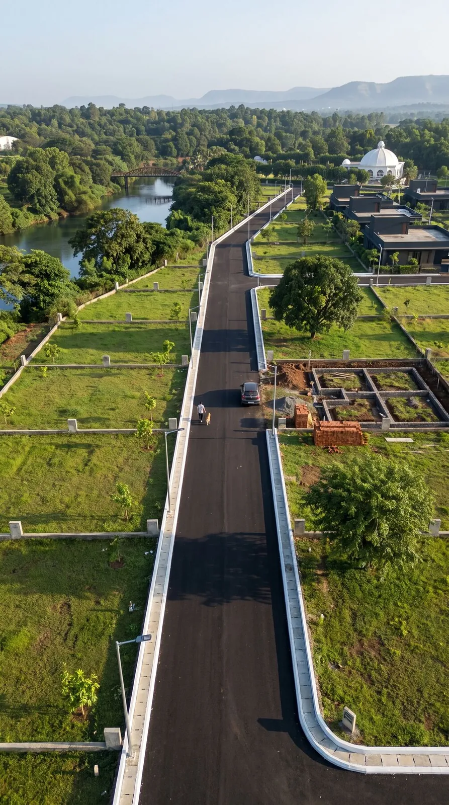 Wide tar internal roads, as built, through Phase 1 at Lonavalley