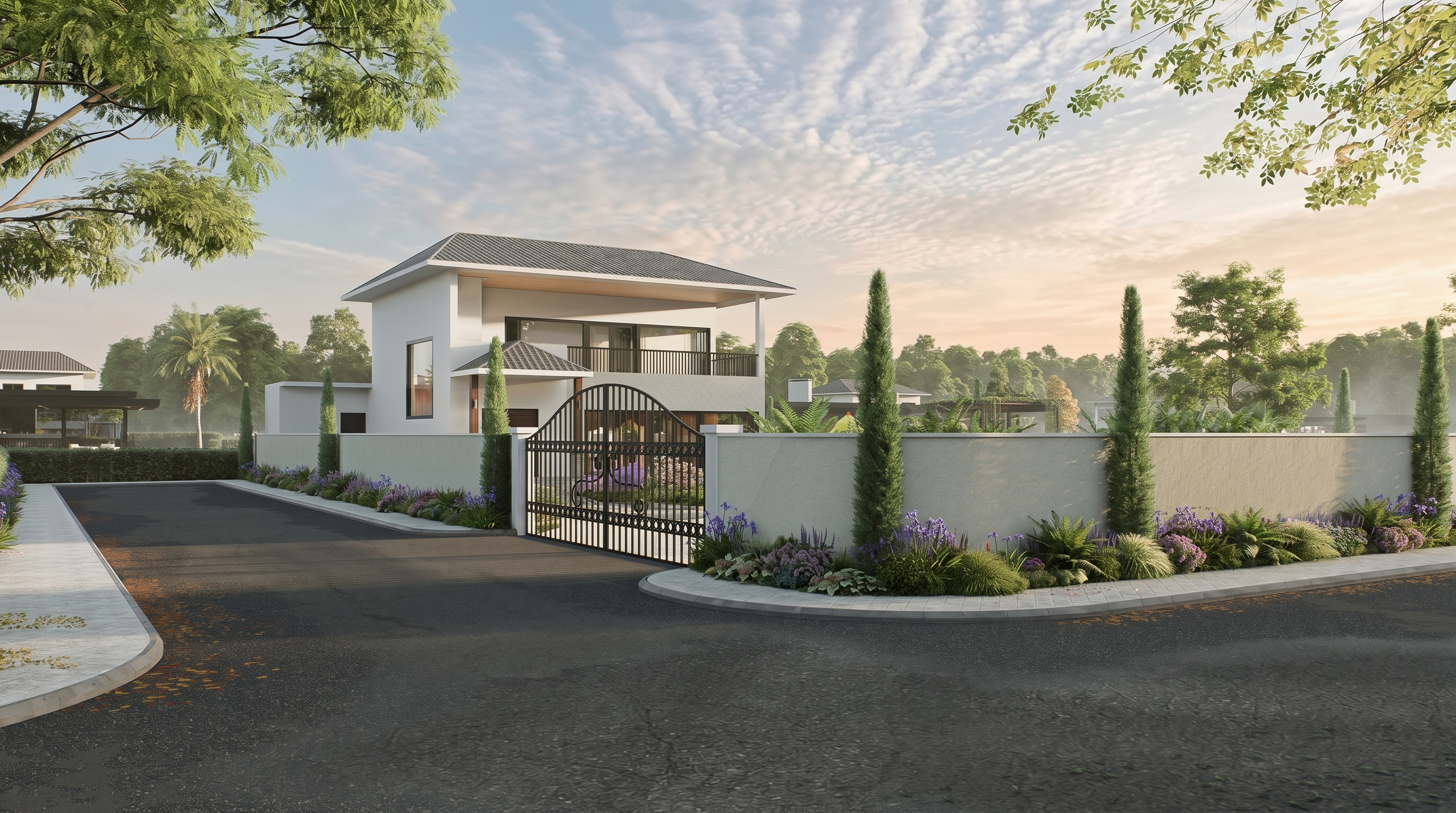 Gated villa facade